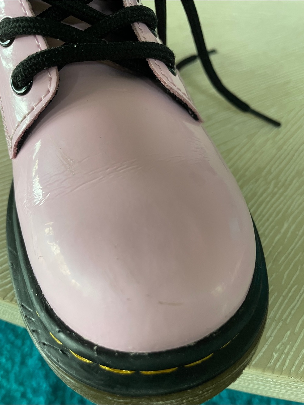 Dr. Martens 1460 J Pink Patent Leather Lace Up Side Zip Combat Boots US 13 UK 12 - Picture 6 of 10